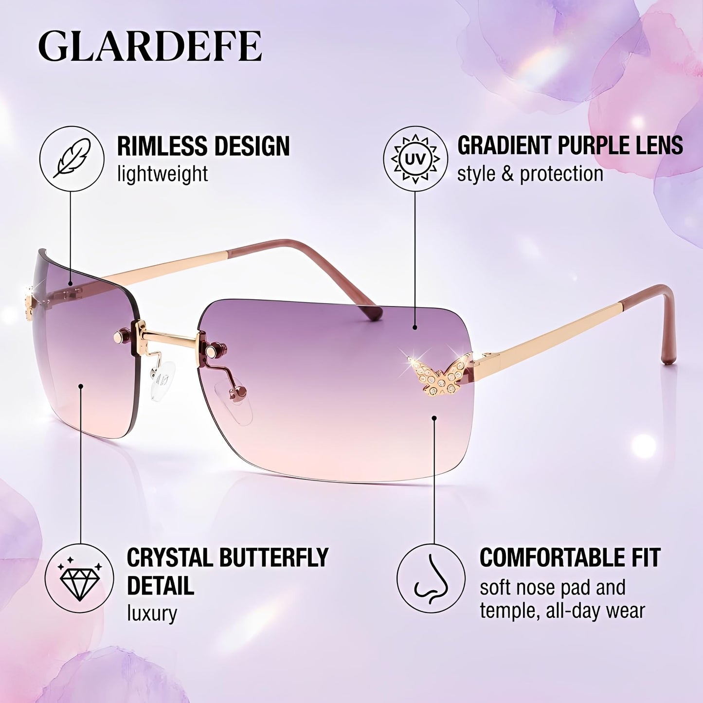 Y2k Sunglasses for Women - Trendy Rimless 2000s Fashion Sun Glasses Rave Shades