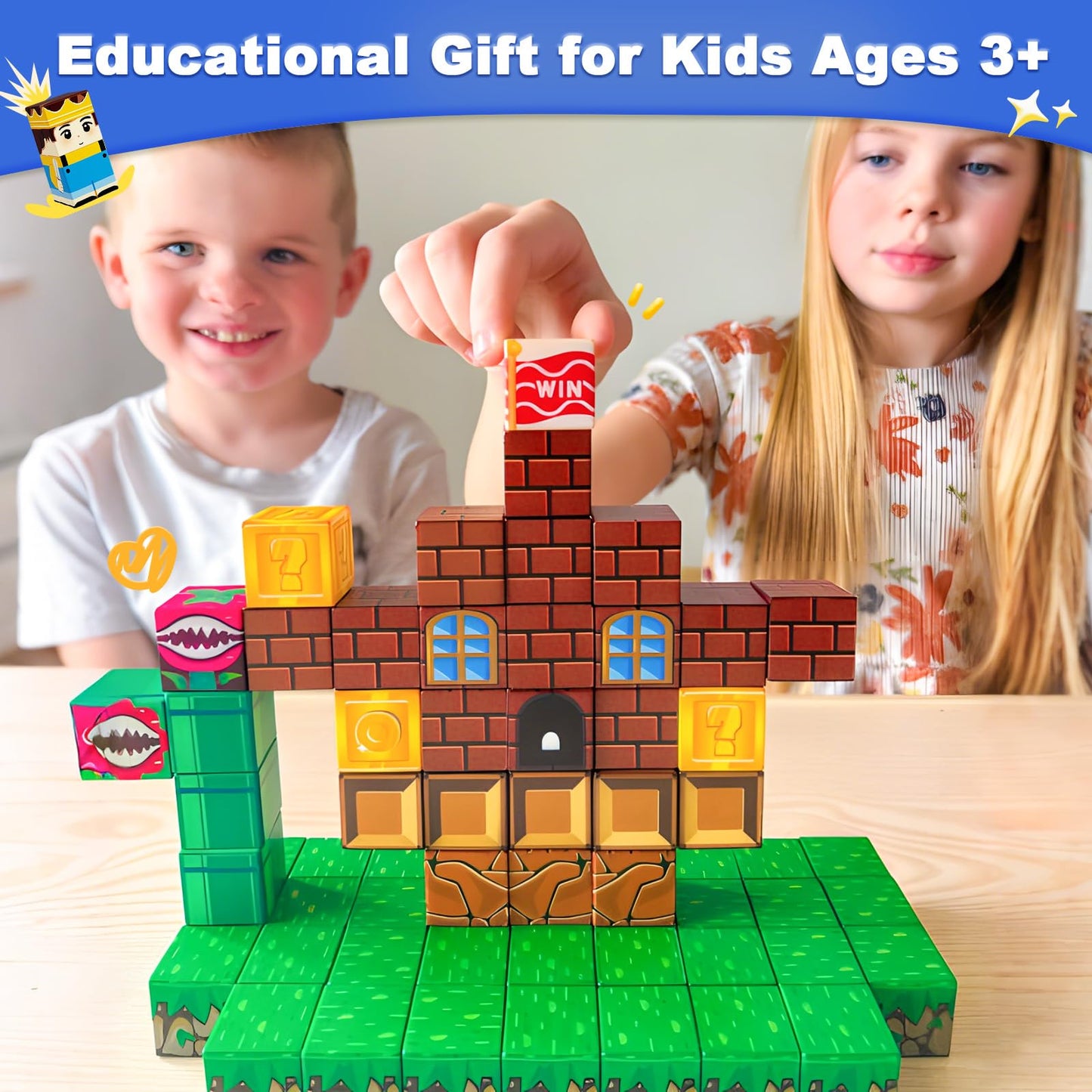 Soyee Magnetic Blocks Building Toys - Build Mine Magnet World Set Toddler Kids Sensory Toys for Boys & Girls Ages 3-5 5-7 8-12, 1'' Magnetic Cubes Game for Boys