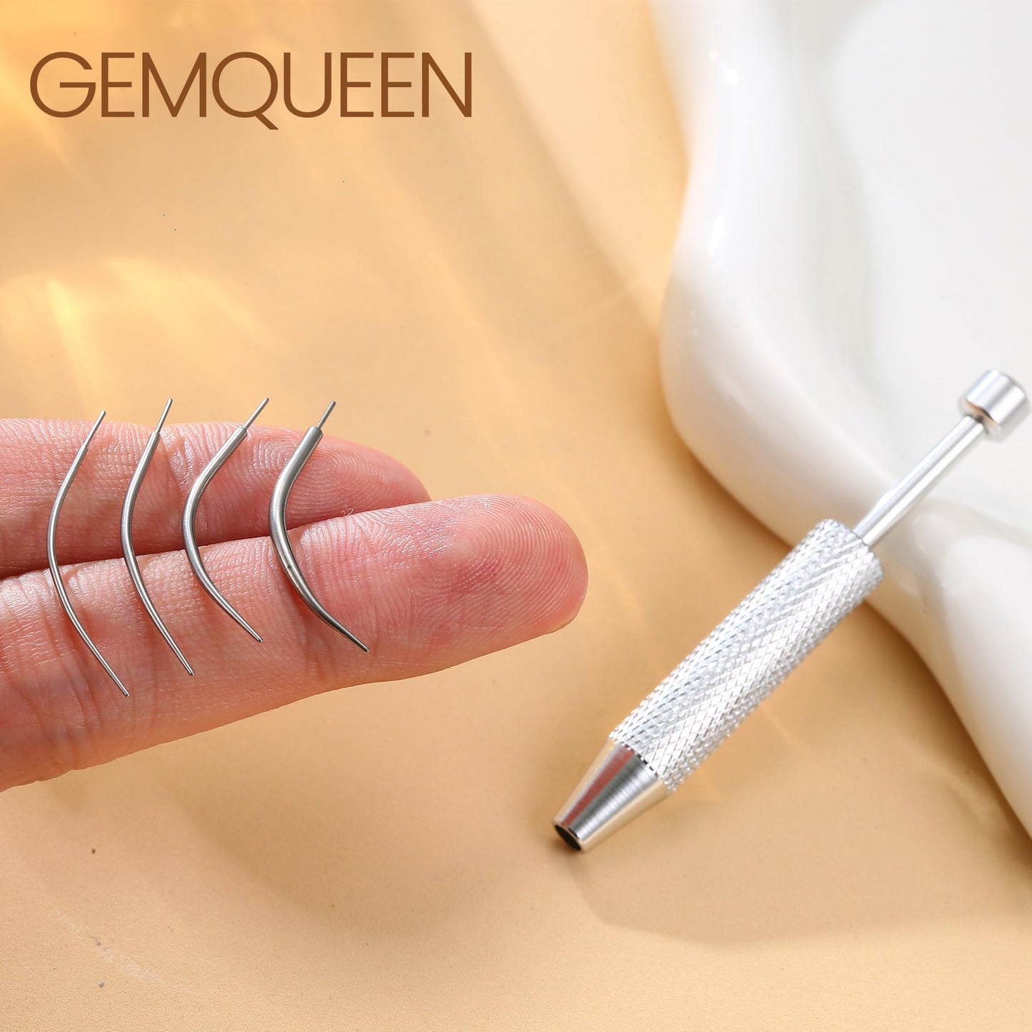 GEMQUEEN Piercing Taper Ball Grabber Tool for Changing Jewelry - 14G 16G 18G 20G Stainless Steel Flat Back Earrings Applicator Tool Threadless Insertion Pin Thread Body Piercing Kit for Ear Nose Lip