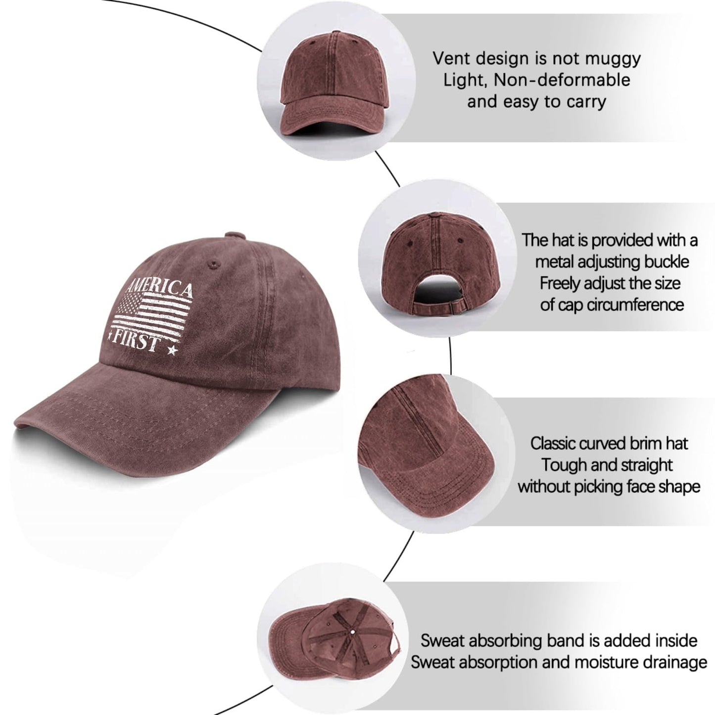 Funny Hat America Hats for Men Gifts for Dad Baseball Cap