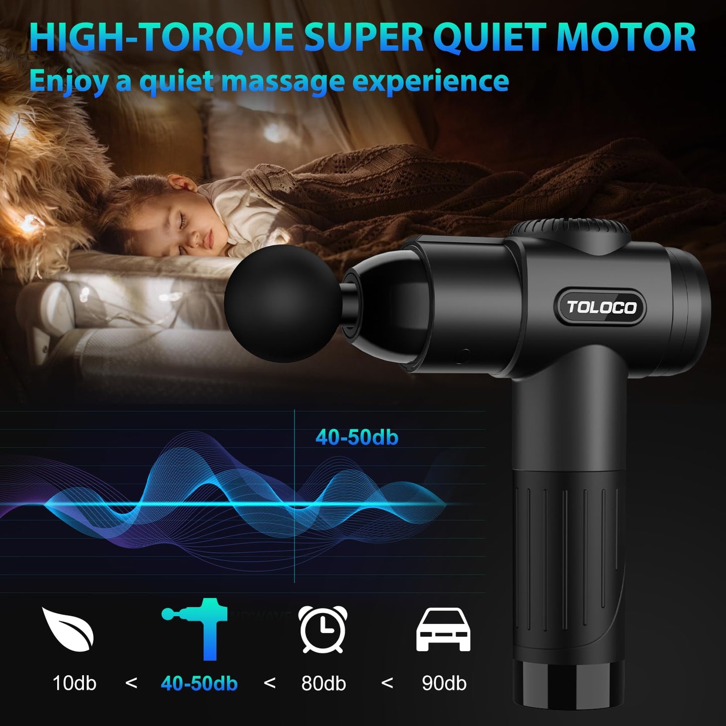 TOLOCO Massage Gun, Deep Tissue Back Massage for Athletes for Pain Relief, Percussion Massager with 10 Massages Heads & Silent Brushless Motor, Fathers Day Dad Gifts, Black