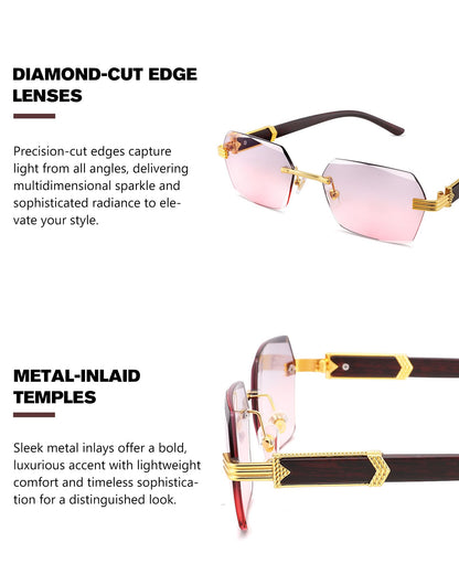 Pro Acme Rimless Rectangle Sunglasses for Men Women Hexagon Shade Eyewear Frameless y2k Glasses