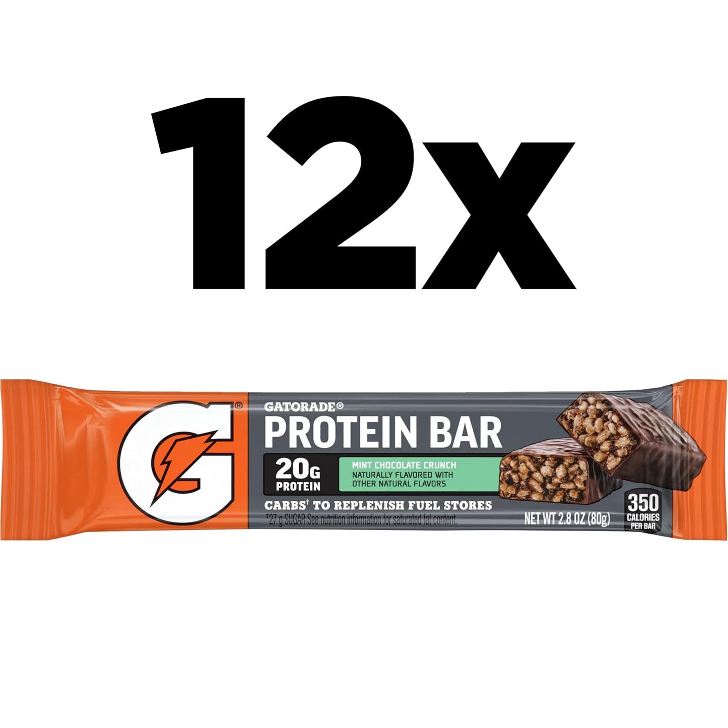 Gatorade Whey Protein Recover Bars, Chocolate Chip, 2.8 ounce(Pack of 12)