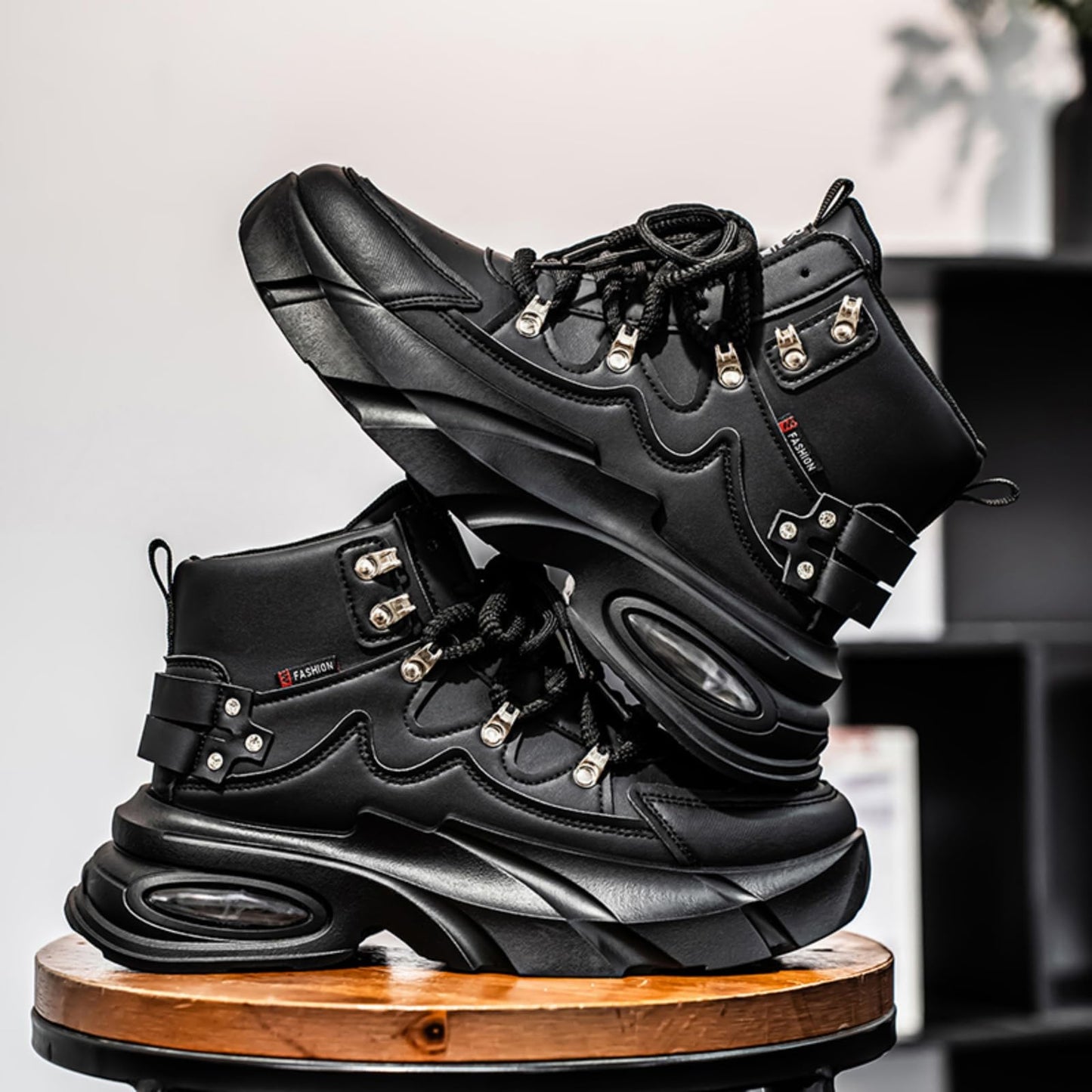 Men's Fashion Platform Sneakers —— Durable, Platform, high - top Casual Shoes, Durable Platform lace - up Casual Shoes, Suitable for Outdoor and Daily wear