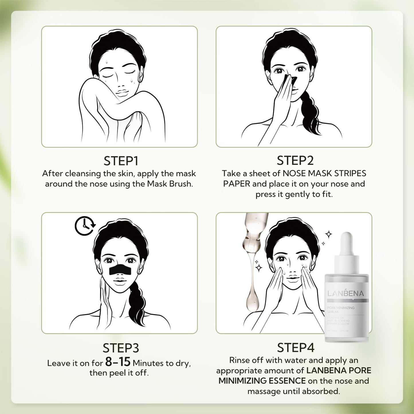 LANBENA 2.0 Nose Pore Strips, Blackhead Remover Mask with Salicylic Acid, Amazonian White Clay, Pore Cleanser Purifying Peel off Face Mask with 60 PCS Strips, Aloe Facial Mask(1.05 Ounce)