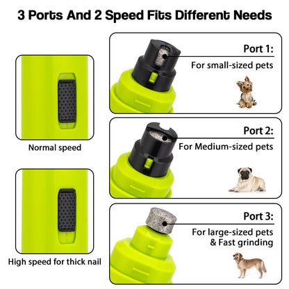 Casfuy Dog Nail Grinder Upgraded - Professional 2-Speed Whisper-Quiet Electric Pet Nail Trimmer Painless Paws Grooming & Smoothing for Small Medium Large Dogs & Cats (Dark Blue)