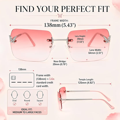 Y2k Sunglasses for Women - Trendy Rimless 2000s Fashion Sun Glasses Rave Shades