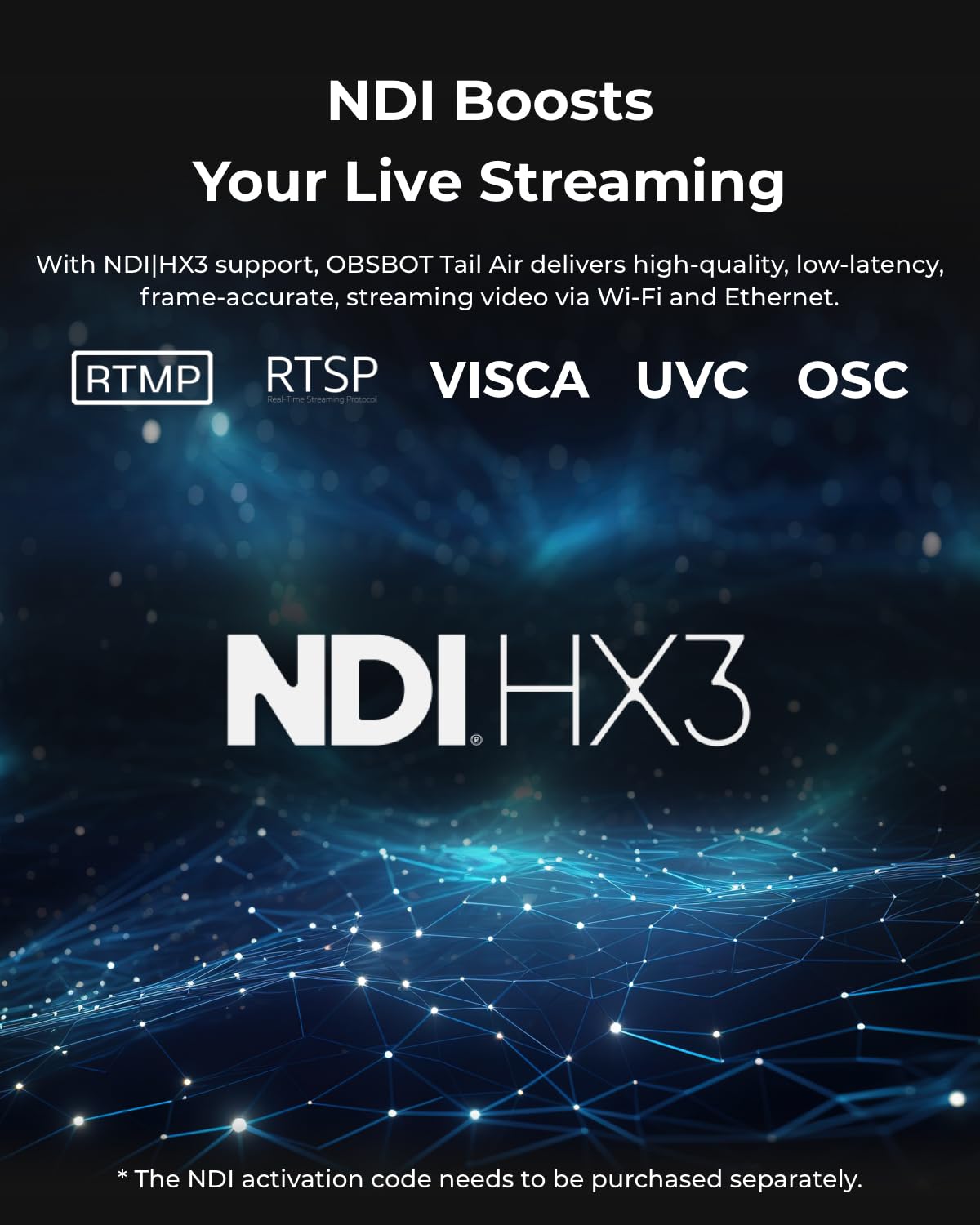 OBSBOT Tail Air NDI Streaming Camera 4K, AI Tracking PTZ Camera with Intelligent APP, Gesture Control, HDMI/USB-C/Wireless Webcam, Video Camera Live Stream for YouTube, Church, Worship, Creator, etc.