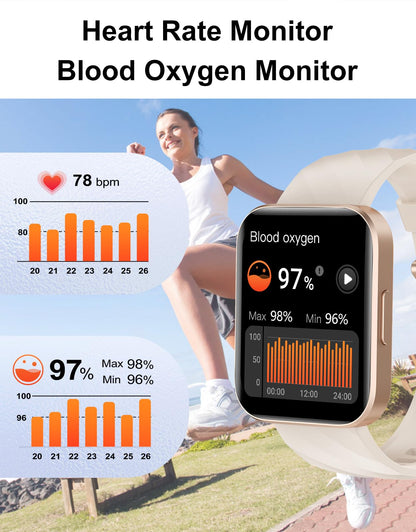 Smart Watch (Answer/Make Calls), 1.85" Smart Watches for Men Women Digital Watch Fitness Tracker with 100+ Sport Modes Heart Rate Monitor for iOS Android Phones Waterproof Black