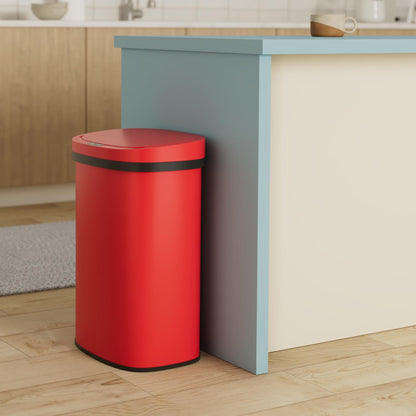 BestOffice | 13 Gallon Trash Can with Lid | Automatic Touchless Garbage Can | Odor Control | Modern Oval Design | Easy to Clean | Stainless Steel | Fits Any Kitchen, Bathroom, Office or Home