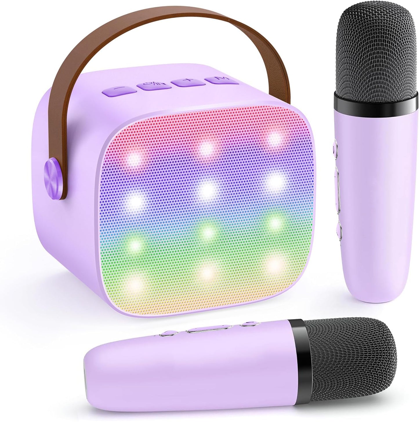 YLL Mini Karaoke Machine for Kids Adults, Portable Bluetooth Speaker with 2 Wireless Microphones, Trendy Birthday Gifts Toys for Girls Ages 3, 4, 5, 6, 7, 8, 9, 10+ Years Old Home Family Party (P-ink)