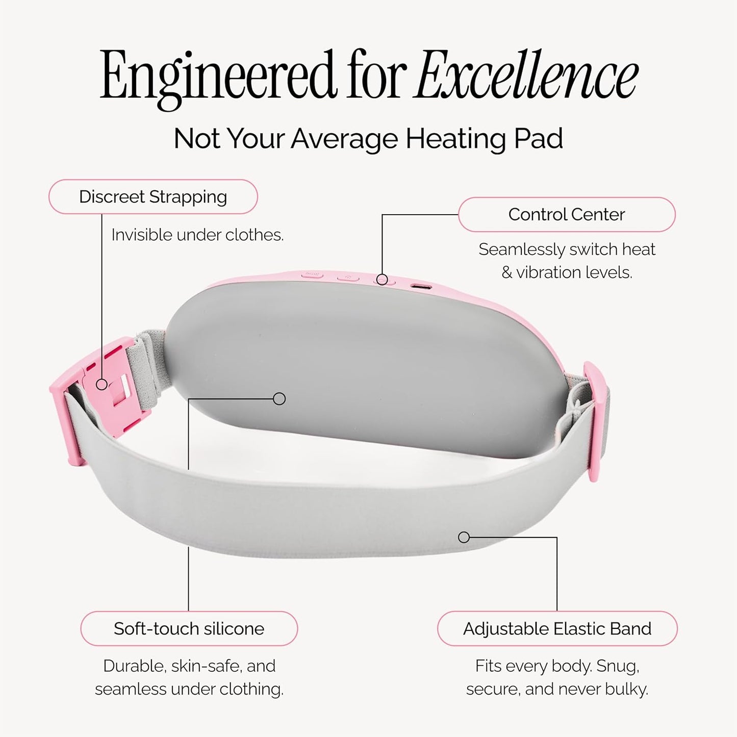 Menstrual Heating Pad for Period Cramps – Portable Heating Pad for Period Cramps Relief with Heat & Massage, Wearable Cordless Warmer for Pain Relief, Rechargeable & Wireless for Women