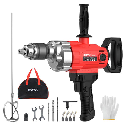 IMAYCC Handheld Cement Mixer, Portable Concrete Mixer,110V 6 Speed Mixing Drill, 2100W Drill Mixer for mud,Motar,Paint, Grout, Plaster,Thinset etc.