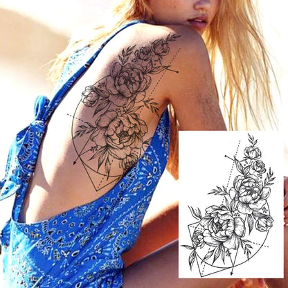 12 Sheets Beautiful Butterfly Flowers Temporary Tattoos For Women Feet Hands Body Art, Realistic Rose Peony Floral Fake Tattoo Sticker For Legs Ankle, Waterproof Lily Dreamcatcher Temp Tatoos Decals
