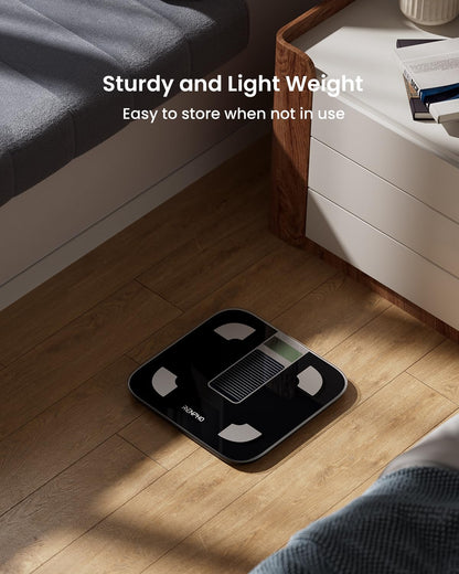RENPHO Smart Scale for Body Weight, Tempered Glass Bathroom Digital Scale with BMI, Body Fat, Bluetooth Fitness Equipment Sync with Apps Accurate for Weight Loss, Home Use, 400 lbs – Elis 1