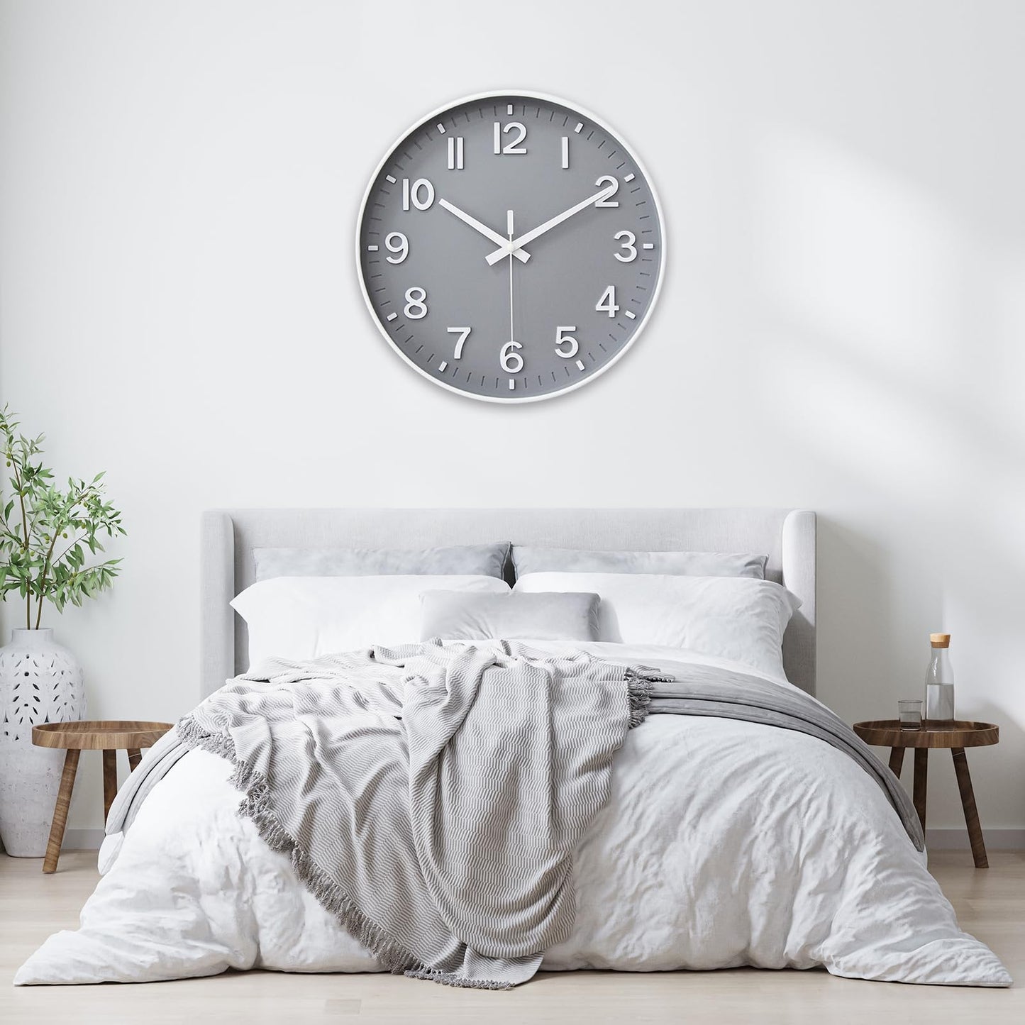 HZDHCLH Wall Clocks Battery Operated,Wall Clock Green,8 inch Wall Clock Silent Non Ticking Modern 3D Numbers for Kitchen Bedroom Living Room Office Classroom Decor