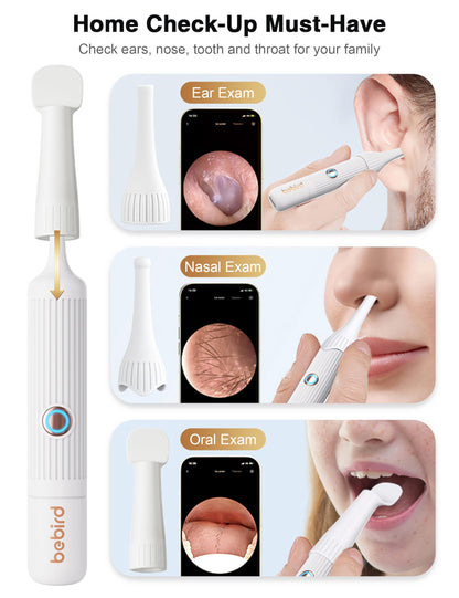 BEBIRD Earsight Plus Ear Wax Removal Tool Camera with HD Visual Otoscope, Smart WiFi Earwax Cleaner Kit, Safe Silicone Flexible Scoops & Tweezers Tools for Adults & Kids (Blue)