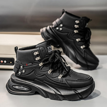 Men's Fashion Platform Sneakers —— Durable, Platform, high - top Casual Shoes, Durable Platform lace - up Casual Shoes, Suitable for Outdoor and Daily wear