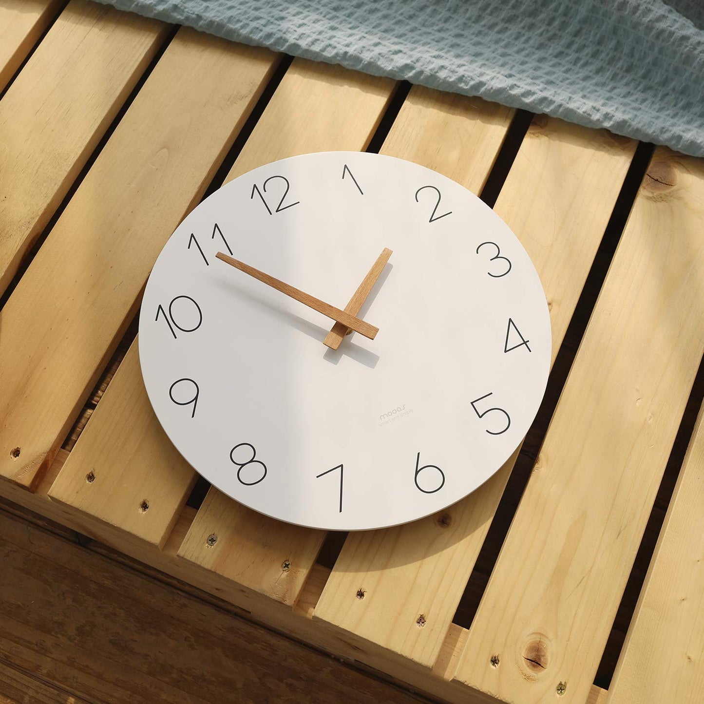 mooas Wooden Frame Flatwood Wall Clock,12" Non-Ticking Sweep Movement Decorative Battery Operated Wall Clock for Home Living Room Kitchen Bedroom Office School (Dark Brown)