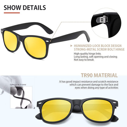 FEIDUSUN Sunglasses Men Polarized Sunglasses for Mens and Womens,Black Retro Sun Glasses Driving Fishing UV Protection