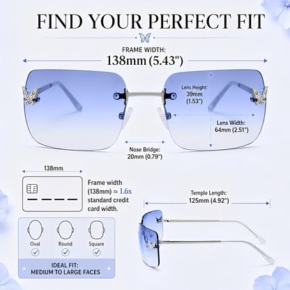 Y2k Sunglasses for Women - Trendy Rimless 2000s Fashion Sun Glasses Rave Shades