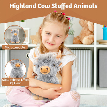 Marysun Microwavable Highland Cow Stuffed Animal - Weighted Stuffed Animal Plush, Heating Pad, Cozy Gift for Girls|Women|Kids|Elderly People, 9.8in, 1.65lb