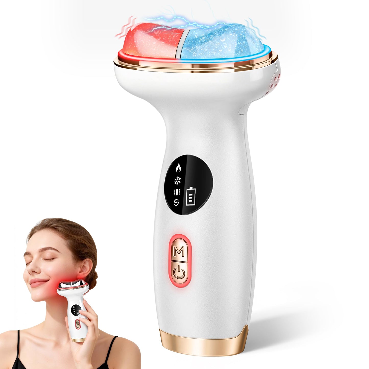 Red Light Therapy for Face, Electric Gua Sha Facial Massager, Microcurrent Facial Device for Tightening & Lifting, Warm Compress for Better Skincare Absorption & Cold Compress for Depuffing