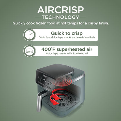 Ninja Air Fryer with Air Crisp | 5 QT Capacity fits up to 4lbs of Fries | 4-in-1 Pro Air Fry, Roast, Reheat, Dehydrate | 400°F Max Temp | 1750 Watts | W/Nonstick Basket & Crisper Plate | Grey | AF141