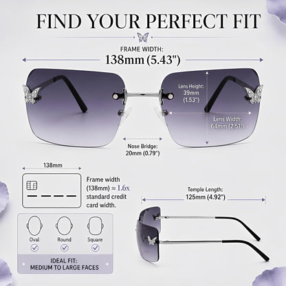 Y2k Sunglasses for Women - Trendy Rimless 2000s Fashion Sun Glasses Rave Shades