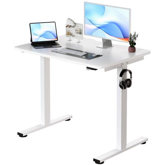 Okin Small Electric Standing Desk, 36" x 24" Whole Piece Height Adjustable Desk, Oak Sit to Stand Computer Workstation with Wheels for Home Office