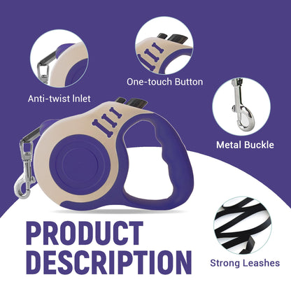 Retractable Dog Leash Automatic Telescopic Tractor Dog Tape, Pet Tape 10/16 FT Durable and Convenient, with Non-Slip Handle, Suitable for Small and Medium-Sized Dogs