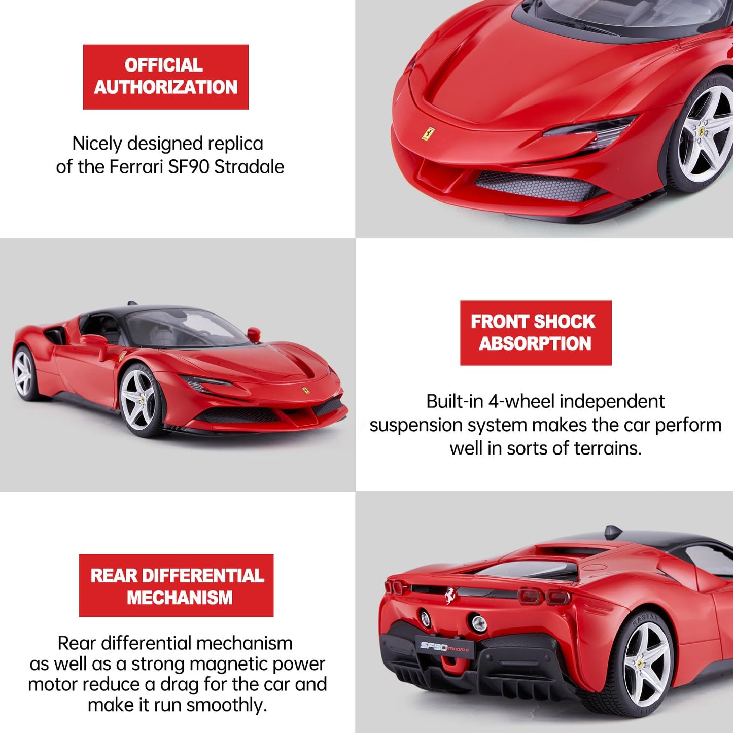 RASTAR RC Car | 1/14 Scale Ferrari LaFerrari Radio Remote Control R/C Toy Car Model Vehicle for Boys Kids, Red