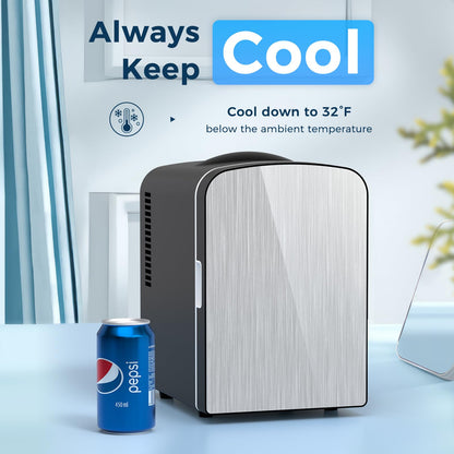 Antarctic Star Compact Refrigerator, Portable Mini Fridge, Skin Care 4L Capacity/6 Cans, for Bedroom, Car, Office & Dorm, Small Cooler for Cosmetics, Beverage and Food, Black