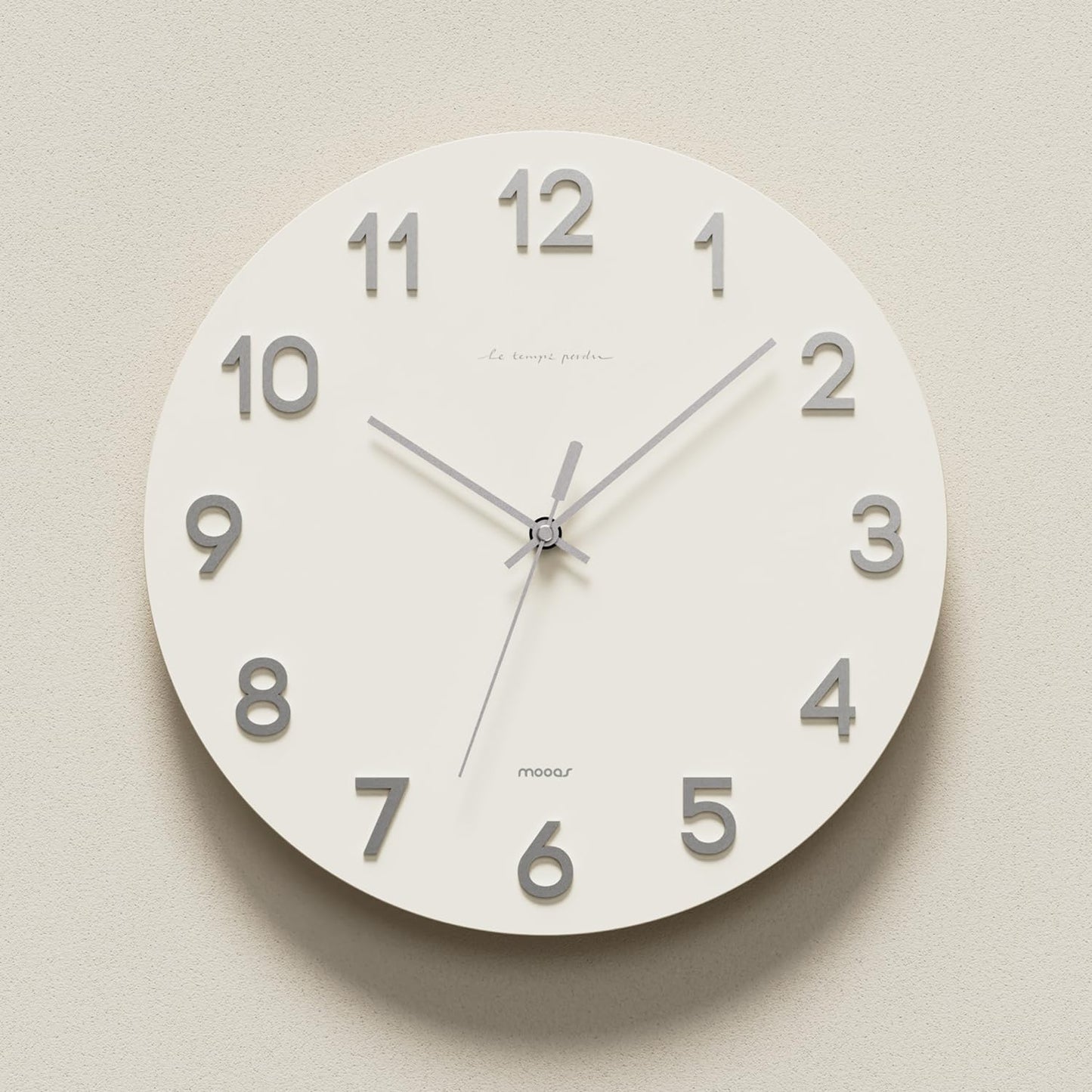 mooas Wooden Frame Flatwood Wall Clock,12" Non-Ticking Sweep Movement Decorative Battery Operated Wall Clock for Home Living Room Kitchen Bedroom Office School (Dark Brown)