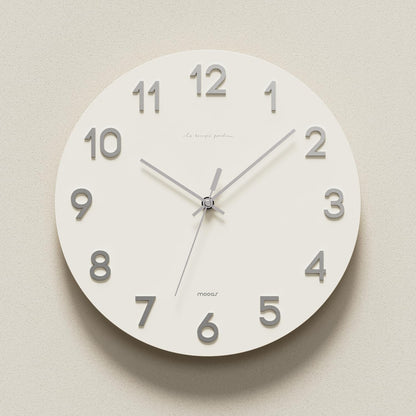 mooas Wooden Frame Flatwood Wall Clock,12" Non-Ticking Sweep Movement Decorative Battery Operated Wall Clock for Home Living Room Kitchen Bedroom Office School (Dark Brown)