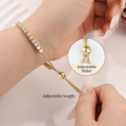 4MM Moissanite Tennis Bracelet for Women, 10.9 ct Adjustable Moissanite Bracelets, 925 Sterling Silver White/14k Gold Plated, Luxury Birthday or Anniversary Jewelry Gift for Her