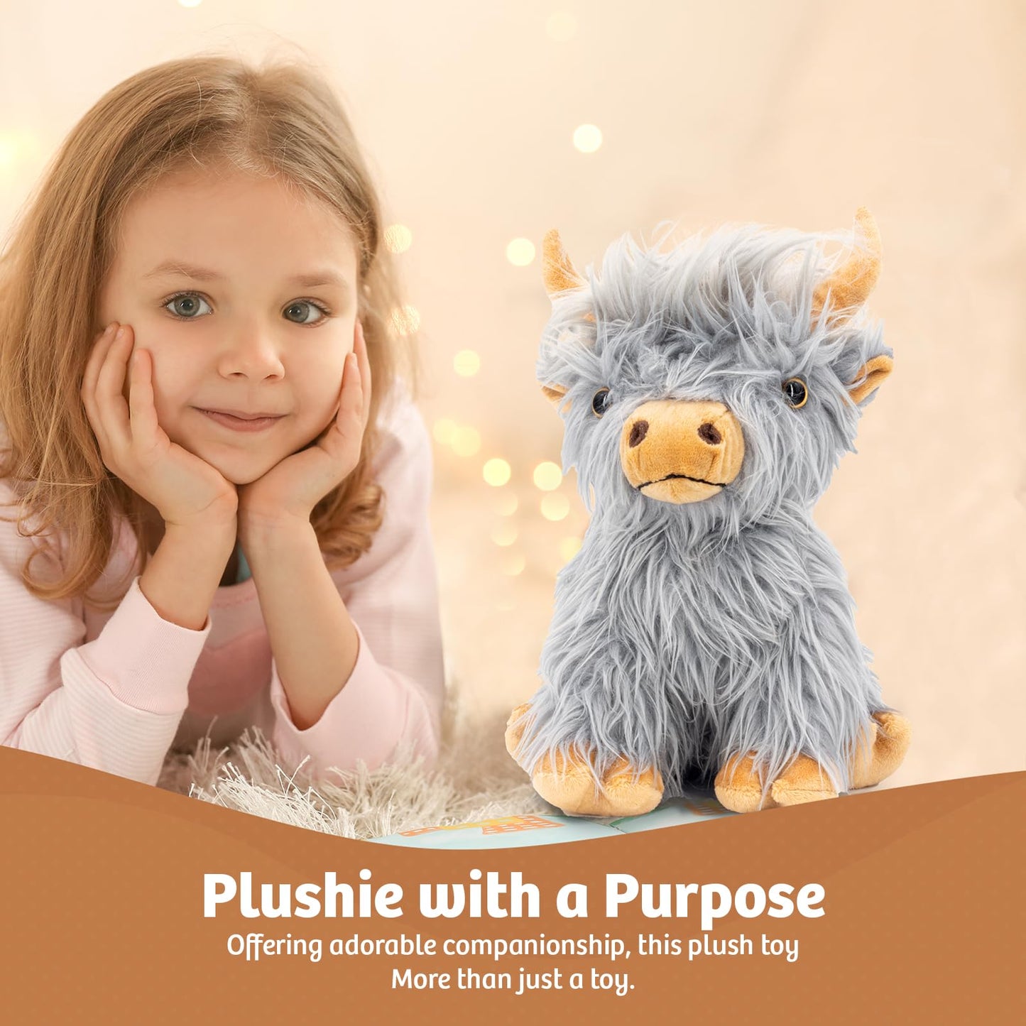 Marysun Microwavable Highland Cow Stuffed Animal - Weighted Stuffed Animal Plush, Heating Pad, Cozy Gift for Girls|Women|Kids|Elderly People, 9.8in, 1.65lb