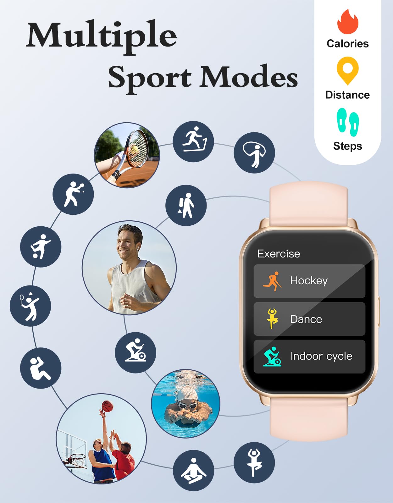 RUIMEN Smart Watches for Women Men (Answer/Make Calls, 2 Bands Included), 1.8" Smartwatch for iOS/Android Phones, Fitness Tracker Heart Rate/Sleep Monitor Digital Watch Waterproof Milky White