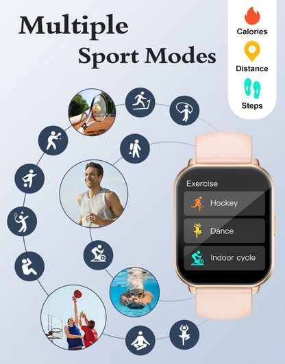 RUIMEN Smart Watches for Women Men (Answer/Make Calls, 2 Bands Included), 1.8" Smartwatch for iOS/Android Phones, Fitness Tracker Heart Rate/Sleep Monitor Digital Watch Waterproof Milky White