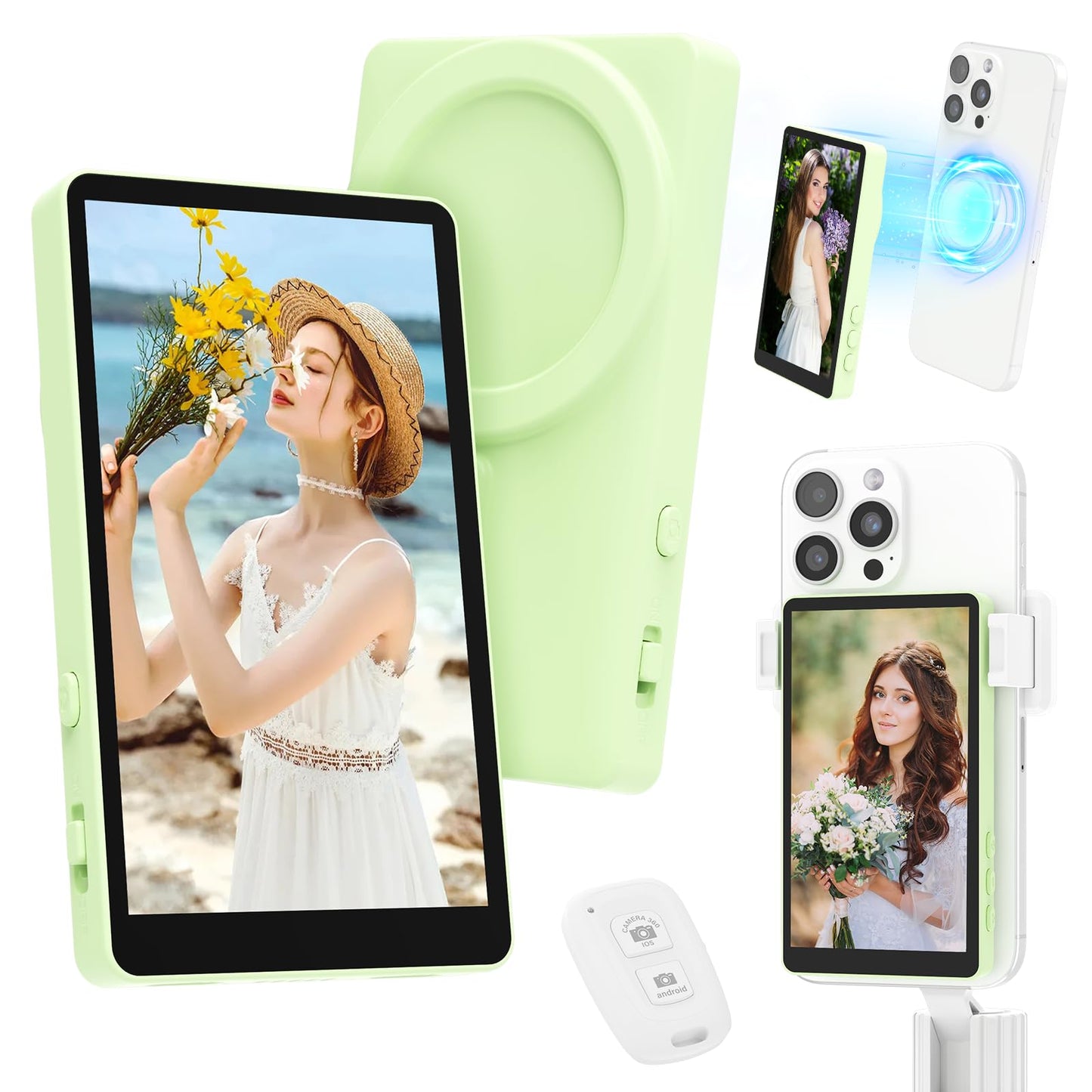 Selfie Monitor Screen, Vlog 4K 30fps Video Recording for iPhone & Android Using Phone Rear Camera for Selfie Vlog Live Stream TikTok, with Blue Tooth Remote, Content Creator Essentials (Purple)