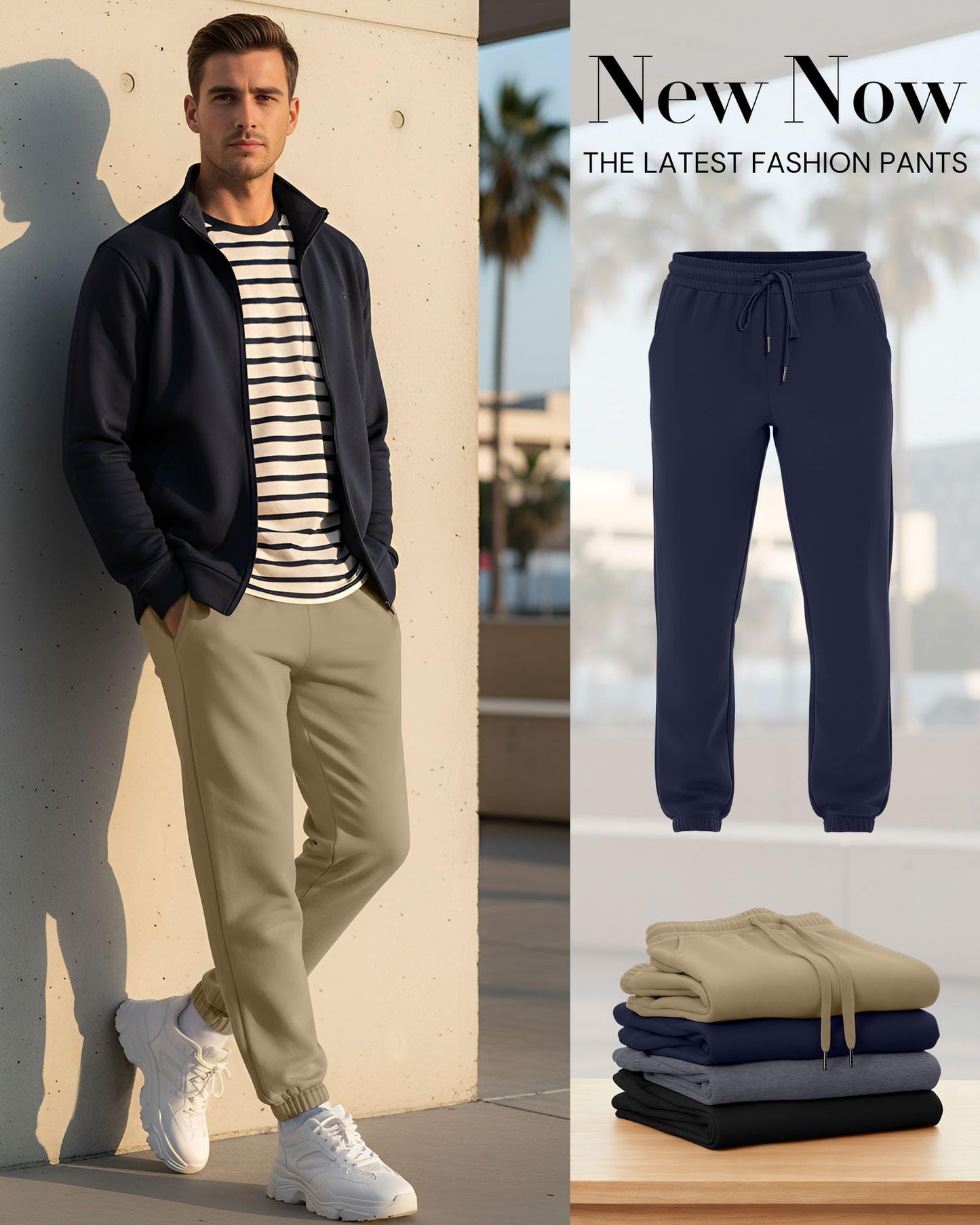 August Alley 4 Pack Mens Athletic Joggers Gym Workout Running Sweatpants Lounge Drawstring Track Sweat Pants with Pockets
