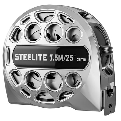 STEELITE Tape Measure 25'FT Stainless Steel Waterproof & Rustproof Retractable Measuring Tape with Hollow Design Carbon Fiber