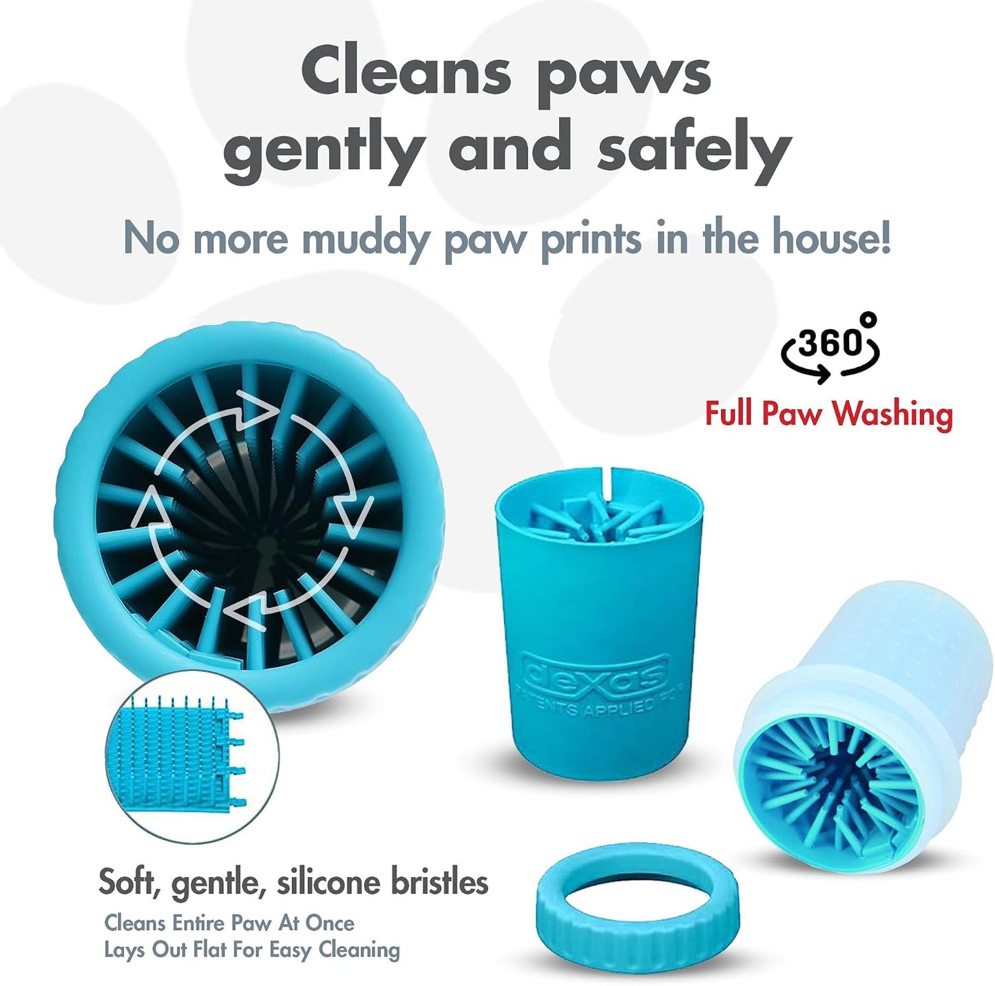 Dexas MudBuster Portable Dog Paw Cleaner - Premium Quality, Blue, Small Size for Pet Supplies and Accessories