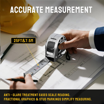 STEELITE Tape Measure 25'FT Stainless Steel Waterproof & Rustproof Retractable Measuring Tape with Hollow Design Carbon Fiber