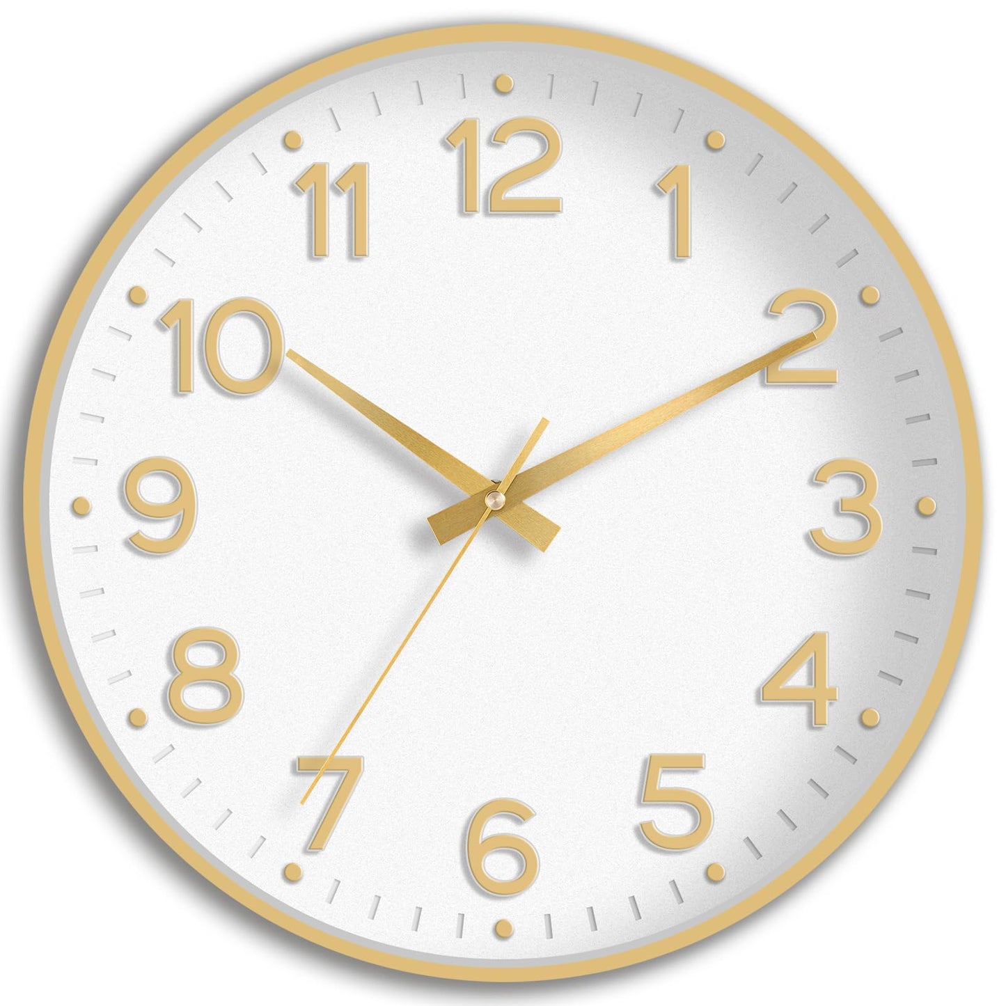 Roymnie Wall Clock Green, Silent Wall Clocks Battery Operated 8 Inch-Modern Non Ticking Analog Clock Decorative for Kitchen Office Bathroom Bedroom(Gold)