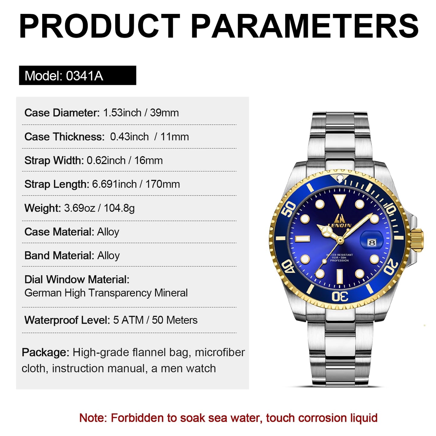LN LENQIN Mens Watches Stainless Steel Waterproof Analog Quartz Watch for Men with Date Luminous Fashion Wristwatch