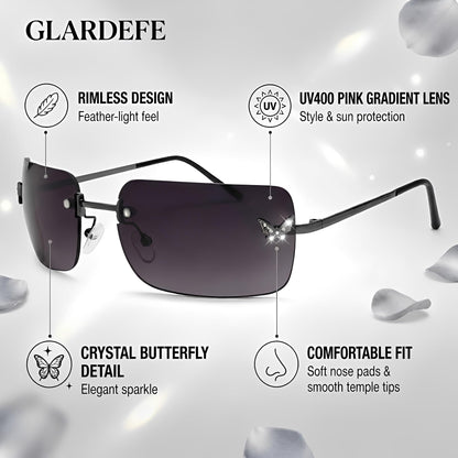 Y2k Sunglasses for Women - Trendy Rimless 2000s Fashion Sun Glasses Rave Shades
