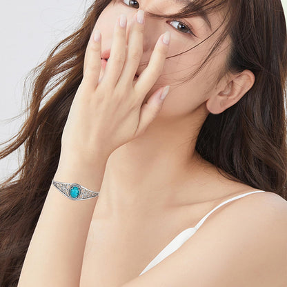 Genuine Turquoise Bracelet for Women 925 Sterling Silver Real Turquoise Cuff Bracelet Vintage Western Jewelry for Women