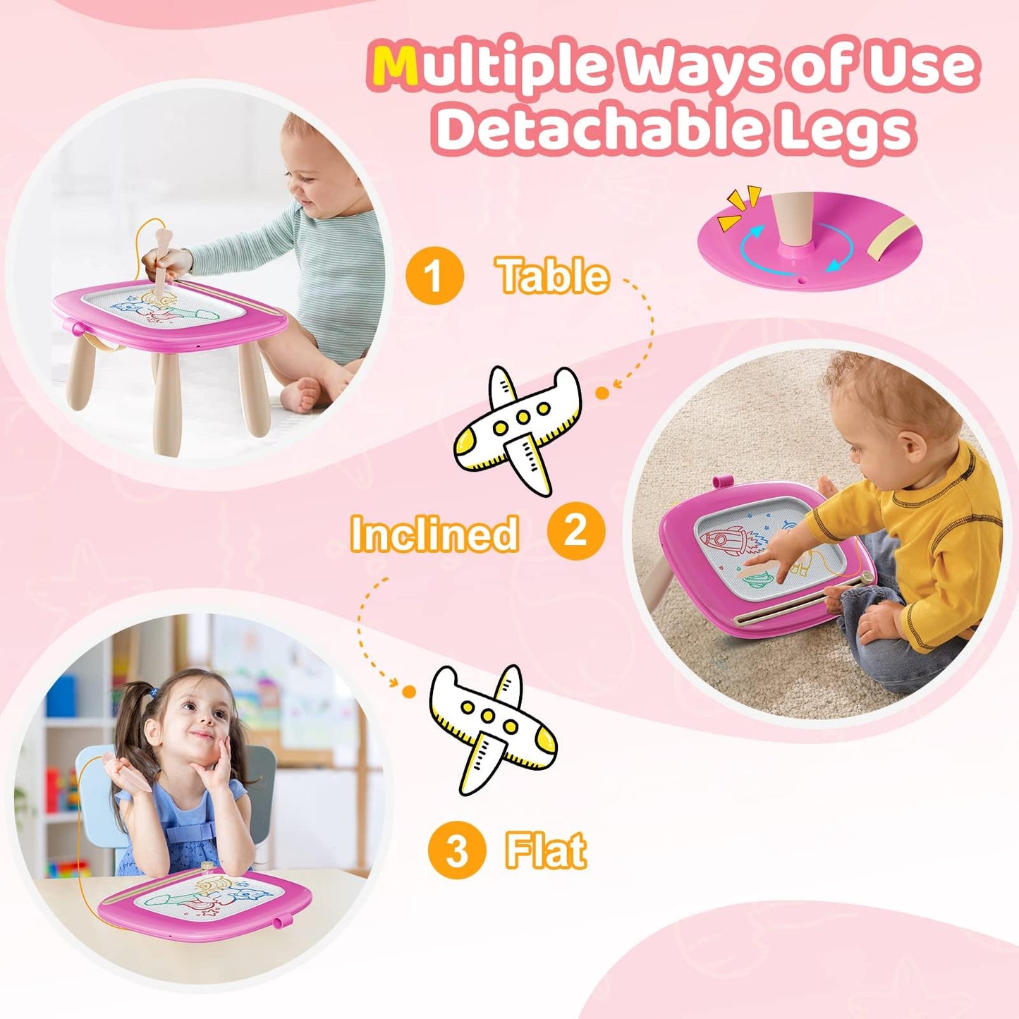 Kikidex Magnetic Drawing Board, Toddler Girl Toys for 1-3 Year Old, Doodle Board Pad Learning and Educational Toys for 1 2 3 Year Old Baby Kids Birthday Gift (Light Blue)