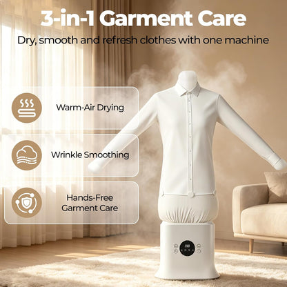 Automatic Ironing Machine, Hands-Free Hot Air Wrinkle Remover and Portable Garment Dryer for Shirts Pants, Inflatable Air Iron with Timer, Compact Clothes Care Machine for Home Apartment